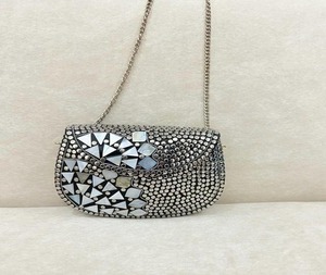 Metal Beaded Ladies <b>Clutch</b> Handbag in Attractive <b>Silver</b> Color & Modern & Solid Design From Metal Crafts - Product Image 1