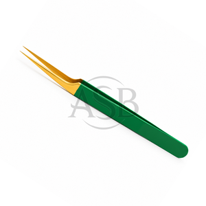 Pinza para Pestañas Profesional de Acero Inoxidable Recta, Color Verde Dorado, con Logotipo Personalizado, Instrumento de Belleza Clásico - Product Image 4