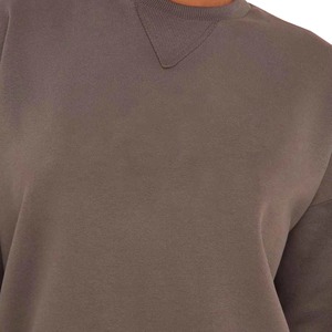 Ensemble 2 pièces pour femmes en coton 100% - Sweat-shirt à col rond gris et short - Couleur unie - Coupe ample - Tenue décontractée en coton tricoté pour toutes les saisons - Product Image 6