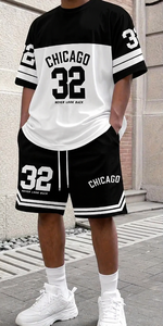 Custom Men Summer Breathable Sports 2-Piece <b>Set</b> Oversized T-Shirt Shorts Printed Moto & Biker Streetwear Tracksuit Plus Size - Product Image 2