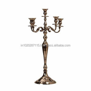 Impressive heavy <b>weight</b> brass candelabra with multi <b>arm</b> layout for long tables altars or ceremonial decor - Product Image 1