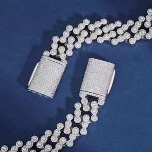 Iced Out Triple Tennis Necklace Fine Jewelry Pendants & Charms Hip Hop Chain VVS Moissanite Streetwear Jewelry - Product Image 3