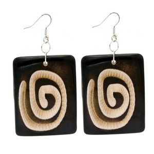 <b>Black</b> Rectangle Acrylic <b>Dangle</b> <b>Earrings</b> Gold Line Drop Ear Jewelry for Women - Product Image 5
