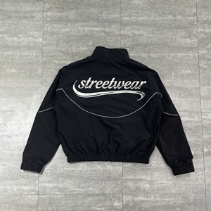 Sweat à capuche coupe oversize en nylon personnalisé, coupe carrée, coupe-vent, broderie, fermeture éclair, pour hommes - Product Image 4