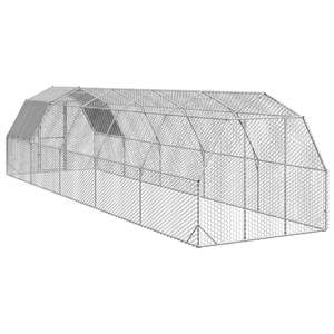 Grand enclos à poules durable en acier galvanisé gris, cage pour animaux, produit pour enclos à poules - Product Image 5