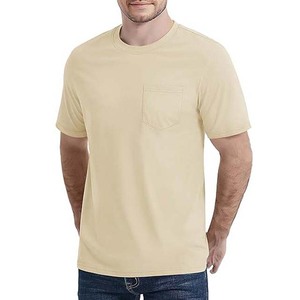 Vêtements pour hommes, t-shirts 100% coton respirant à manches courtes, t-shirt écologique à séchage rapide avec logo personnalisé, poche poitrine - Product Image 1