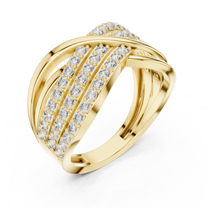 Round Cut Lab Grown Diamond 14K 18K Solid Gold Multi <b>Row</b> Criss Cross Pave Band 0.80CT DEF VVS Engagement Ring Fine Jewelry ODM - Product Image 3