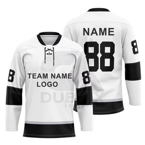 Maillot de hockey sur glace noir pour homme, manches longues, sublimé, 100 % polyester, anti-humidité, antibactérien, numéro d'équipe sur le devant - Product Image 4