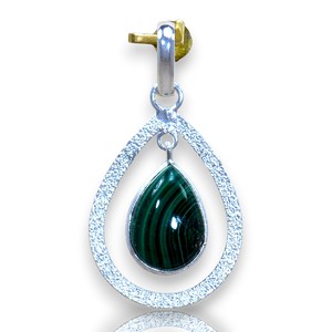 Colgante de Plata de Ley 925 con Piedra de Malaquita, Joyería Fina Hecha a Mano, Ideal para Compradores Mayoristas - Product Image 1