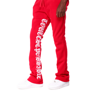 Track <b>Jogger</b> Stacked Pant Heavyweight 500 GSM Fleece 100% Cotton Print Logo <b>Baggy</b> Sweat Trouser Flared Sweatpants for Men - Product Image 6