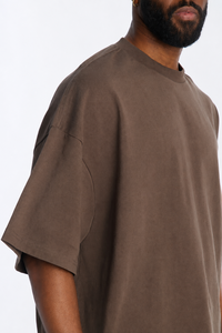 Manufacturer Custom Oversized Drop Shoulder <b>Men's</b> <b>shirts</b> Premium Cotton Spandex Blend O-Neck Plain Casual Streetwear Wholesale - Product Image 2