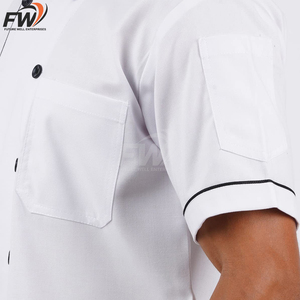 Veste de Chef Unisexe en Coton et Polyester Respirante avec Logo Personnalisé pour Hommes et Femmes, Blanche et Noire, pour Restaurant et Cuisine – Vente en Gros - Product Image 6