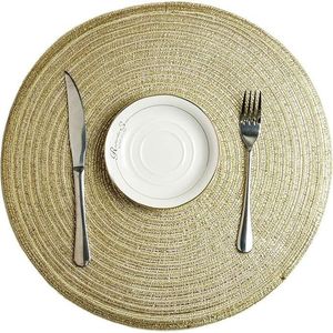 Set di 6 Tovagliette Rotonde con Glitter Dorati, Lavabili, per Natale, Feste, Matrimoni, Stile Luccicante - Product Image 5