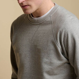 Sudadera de Algodón 100% Ecológica para Hombre, Cuello Redondo, Diseño Básico Gris, de Alta Calidad, Último Diseño, Venta al por Mayor Personalizada - Product Image 3