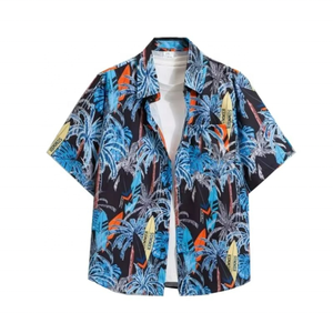 Chemise habillée en satin pour homme, collection été 2026, style hawaïen de luxe, à manches courtes, imprimé floral, grandes tailles M-4XL, tricotée, décontractée - Product Image 5