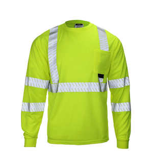 Camiseta de Seguridad de Alta Visibilidad ANSI Clase 1, Impermeable, de Poliéster de Alta Calidad, para Trabajo de Construcción, con Logotipo Personalizado, Manga Larga, Reflectante - Product Image 2