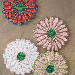 Sous-verres à thé de style floral, isolation inédite, décoration de bureau et cadeau d'accompagnement, style perles de riz, artisanat d'exportation - Product Image 3