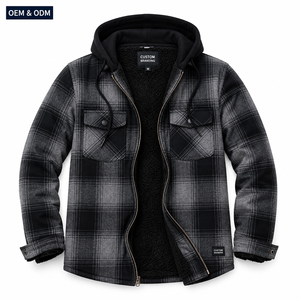 Nouvelle Veste Chemise Homme Hiver Chaude en Polaire Décontractée à Capuche, Motif Écossais, Grande Taille, Écologique, Style Streetwear, en Flanelle Collée, Vente en Gros - Product Image 1