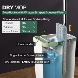 Set Secchio e Mop per Pavimenti in Legno con Manico Lungo, Strizzatore a Parete e Mop Piatto per Pulizia Pavimenti, 4 Microfibre per Pulizia Mirata - Product Image 3