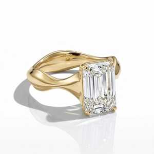 10K Yellow Gold Solitaire Engagement Unique Band <b>Ring</b> 5.01CT VS1 <b>Emerald</b> Lab Grown Diamond Wedding <b>Ring</b> IGI Certified - Product Image 3