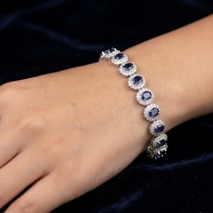 Vintage 925 Sterling <b>Silver</b> <b>Bracelet</b> Natural Iolite AAA Quality Elegant Blue Gemstone Jewelry Women's Classic Everyday Wear Gift - Product Image 2
