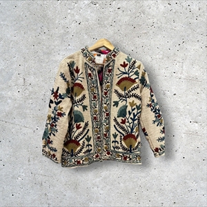 Pink Suzani Embroidered Knitted Velvet Quilted Reversible Bomber <b>Jacket</b> Vintage <b>Hippie</b> Style Autumn Winter Breathable 100% Nylon - Product Image 6