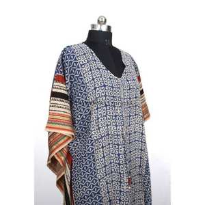 Caftán indio floral vintage de algodón, túnica de playa, regalo de San Valentín para mujer, cubrebikini, vestido suave, maxi vestido, ropa de dormir de verano - Product Image 4