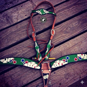 Nuevo Arnés de Cuero Repujado a Mano con Terminales de Bit de Presión, de Cuero Genuino de Vaca para Equitación - Product Image 1