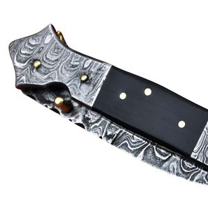 Couteau de chasse en acier Damas à lame fixe de qualité supérieure, manche en bois fait main, étui en cuir, couteau utilitaire pour le camping, la randonnée et les voyages en plein air - Product Image 4