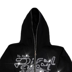 Sudadera con capucha y cremallera de diseño nuevo y personalizado, estilo balaclava desgastado, de algodón oversize, estilo streetwear, con capucha que cubre toda la cara para hombre - Product Image 2