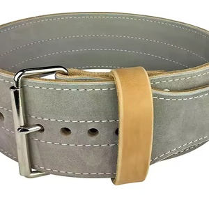 Cinturón de Levantamiento de Pesas Personalizado de Cuero Genuino de Ante con Hebilla de Acero de Una Sola Punta Color Plata para Powerlifting - Product Image 6