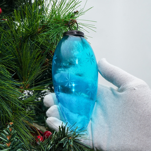 Adorno Navideño de Cristal Turquesa en Forma de Gota, Estrella Grabada, Decoración Vintage para Árbol de Navidad - Product Image 3