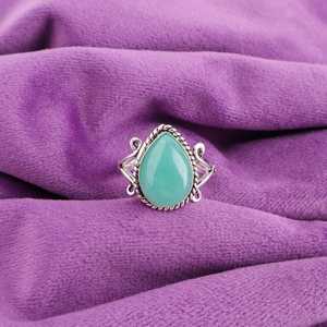 Anillo de Amazonita Hecho a Mano en Plata de Ley 925 con Gema de Corte Pera Certificada por IGI, Joyería Art Deco, Regalo de Navidad para Ella, Mamá, Elegante - Product Image 6