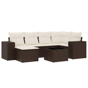 Conjunto de Sofás Modulares Grandes de Ratán Sintético Marrón para Jardín - Product Image 2