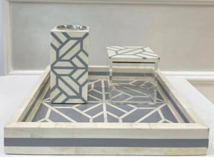 Artesanía de lujo hecha a mano madre de perla incrustaciones hueso incrustaciones bandeja acrílico incienso quemador caja conjunto para Eid - Product Image 3