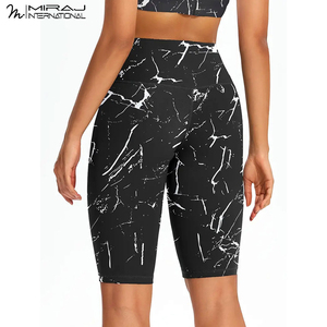 Newest High-Waisted Yoga Shorts Marble Print Compression Workout, Quick-Dry Stretchy <b>Tummy</b> <b>Control</b> Fitness Wear Ladies Shorts - Product Image 4