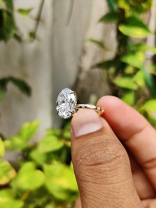 3 CT Oval Lab Created <b>Diamond</b> Engagement <b>Ring</b> Oval Cut Lab Grown <b>Diamond</b> <b>Ring</b> Solitaire <b>Diamond</b> <b>Ring</b> Yellow Gold <b>Diamond</b> <b>Ring</b> - Product Image 5