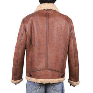 Blouson Bomber Décontracté Homme Hiver Haute Qualité en Cuir Véritable Peau de Mouton Lavé avec Fermeture Éclair – Service OEM – Vente Flash - Product Image 6