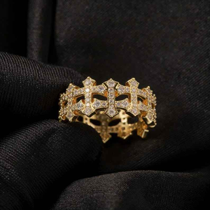 Luxury Moissanite <b>Cross</b> Eternity <b>Ring</b> 925 <b>Silver</b> Iced Out Statement Band Wedding Anniversary Jewelry Gift for Unisex Fashion - Product Image 3