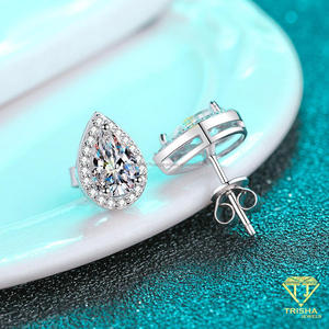 Pendientes de Moissanita en Forma de Pera, con Aspecto de Diamante, Joyería Fina - Product Image 5