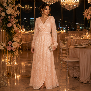 Vestido de Noche Largo Moderno para Mujer de Diseñador |   Vestido de Gala con Cuentas de Lujo |   Escote Corazón |   Natural |   Elegante |   Fiesta de Boda - Product Image 4