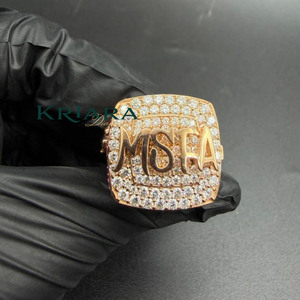 Anillo de cóctel de moissanita chapado en plata 925 para hombre con letras MSFA y engaste pavé, estilo hip-hop - Product Image 1