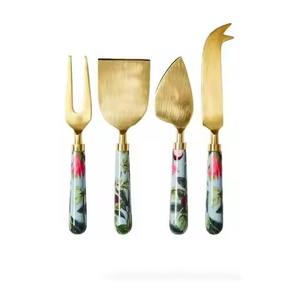 Ensemble élégant de couteaux à fromage en métal avec manche à motif feuille – Collection de couteaux de service à fromage stylés pour les fêtes - Product Image 4