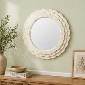 Deluxe Bone Inlay Art Deco Rectangular <b>Lightweight</b> 10mm Thick Wall <b>Mirror</b> Frame Floral Artwork Eco-Friendly Lighted Handmade No - Product Image 1