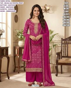 Gulnaar Bandhani Embroidered Muga Silk Quick Dry Floor-Length Traditional Women's Kurta/<b>Kurti</b> for Wedding & Party - Product Image 1