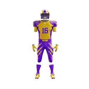 Uniforme de Fútbol Americano Personalizado para Hombre, 100% Poliéster, Impresión por Transferencia de Calor, Transpirable y Absorbente de Humedad, Color Amarillo - Product Image 1