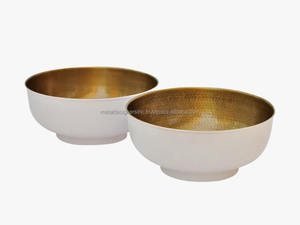 Bols de pédicure noir et ivoire avec finition dorée et polie à l'intérieur de la table et de la décoration intérieure vaisselle bol en acier de stockage de fruits - Product Image 3