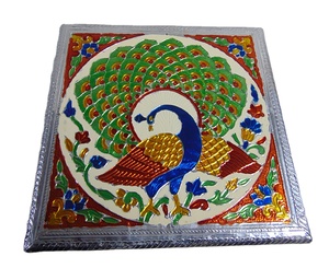 Oxidize Handcrafted Metal Peacock Design Meenakari Handcrafted Wood Gift <b>Box</b> <b>with</b> <b>Lid</b> <b>Decorative</b> Storage Case Gift <b>Box</b> - Product Image 1
