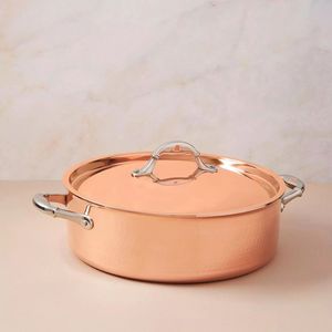 Multipurpose Copper <b>Saucepan</b> with Lid Premium Cooking Pot Kitchen Restaurant Hotel Use Durable Metal Gas Stove Compatible Build - Product Image 2