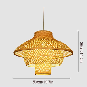 Handmade 3-Tier Bamboo Pendant Light <b>Lantern</b> Vintage Woven <b>Rattan</b> Hanging Lamp for Restaurant, Hotel, and Home Decor - Product Image 3